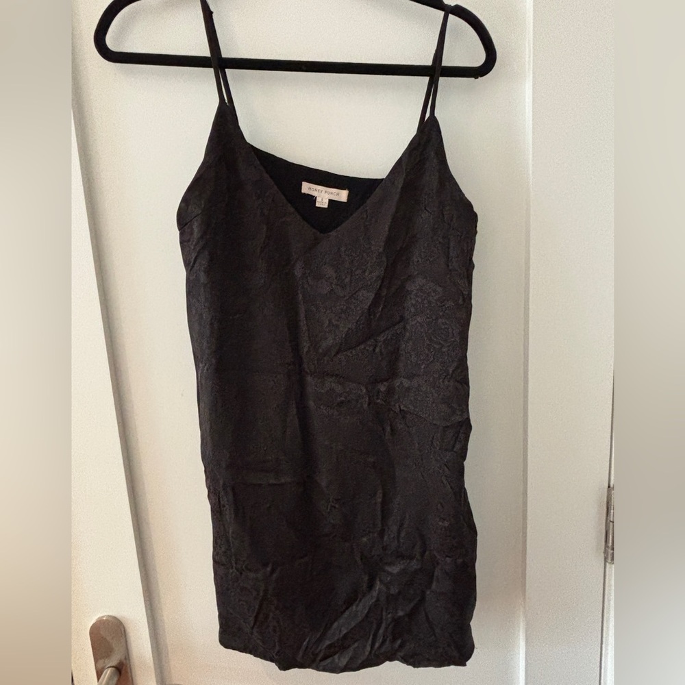Black Floral Silk Mini Dress